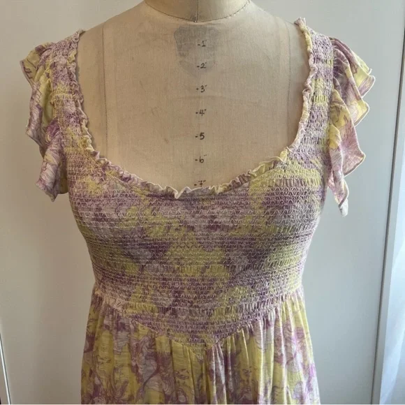 NWOT LoveShackFancy Rare Sample Chessie Dress Purple/Yellow Mermaid Print Size S - Picture 3 of 5